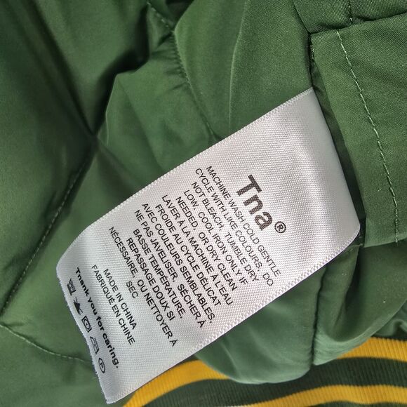 Aritzia TNA Jacket Men Small Green Stadium Yellow Varsity Bomber Coat Letterman - Picture 9 of 11